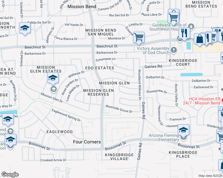 map of restaurants, bars, coffee shops, grocery stores, and more near 8434 Grand Knolls Drive in Houston