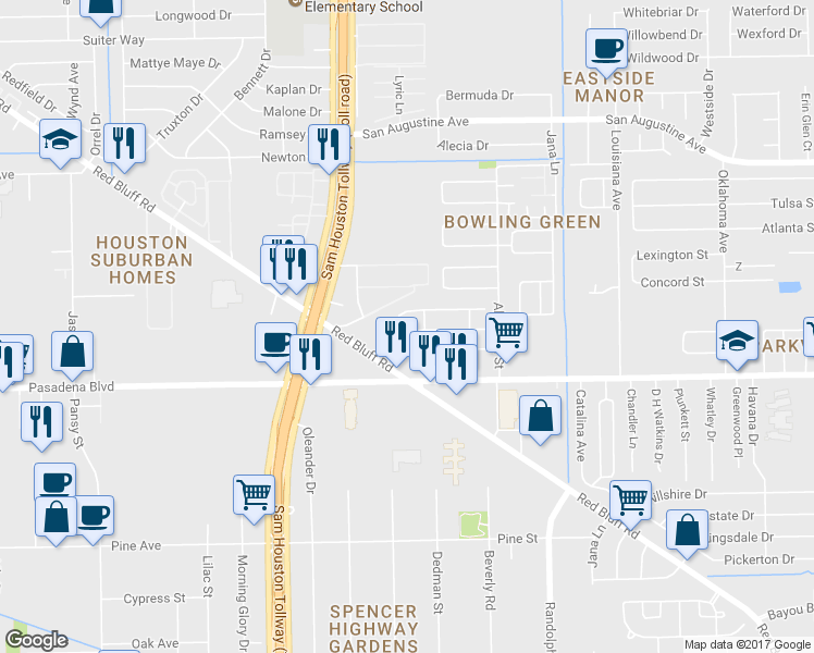 map of restaurants, bars, coffee shops, grocery stores, and more near 4011 Dogwood Hill Street in Pasadena