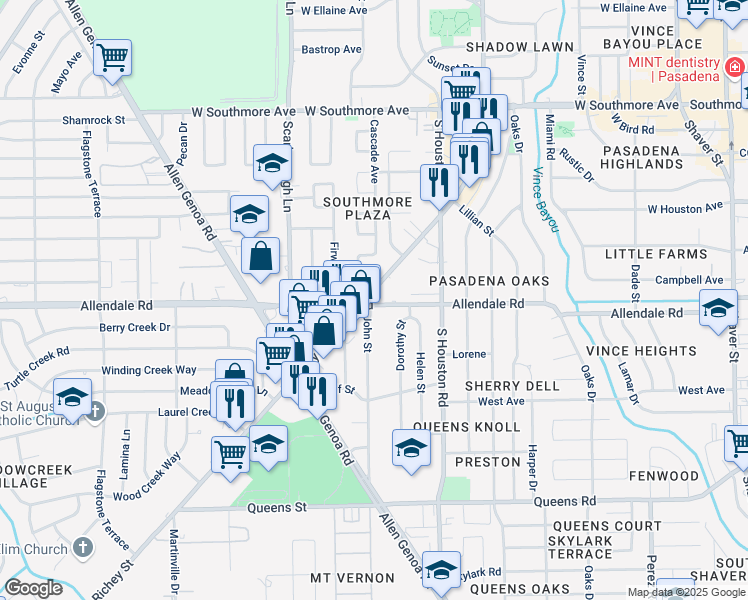 map of restaurants, bars, coffee shops, grocery stores, and more near 1921 Richey Street in Pasadena