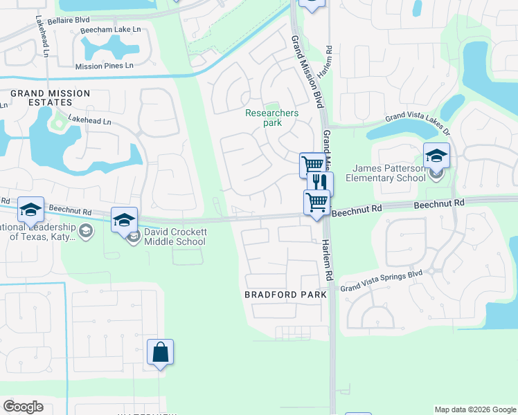map of restaurants, bars, coffee shops, grocery stores, and more near 8618 Rexford Cove Court in Richmond
