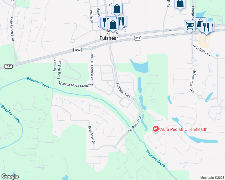 map of restaurants, bars, coffee shops, grocery stores, and more near 5311 West Farm Way in Fulshear