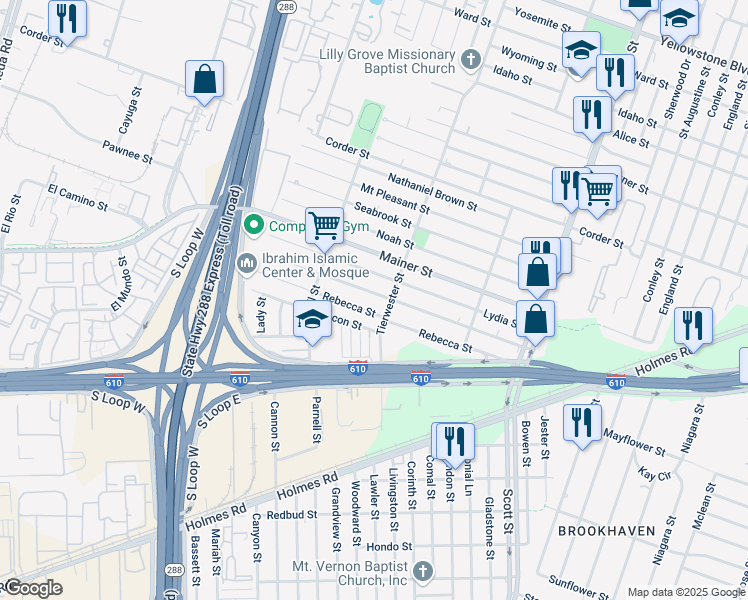 map of restaurants, bars, coffee shops, grocery stores, and more near 3560 Good Hope Street in Houston