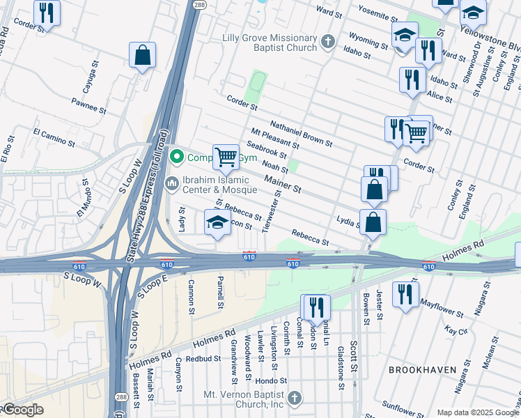 map of restaurants, bars, coffee shops, grocery stores, and more near 3560 Good Hope Street in Houston