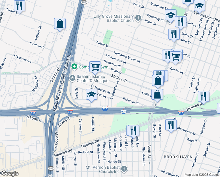 map of restaurants, bars, coffee shops, grocery stores, and more near 3560 Good Hope Street in Houston