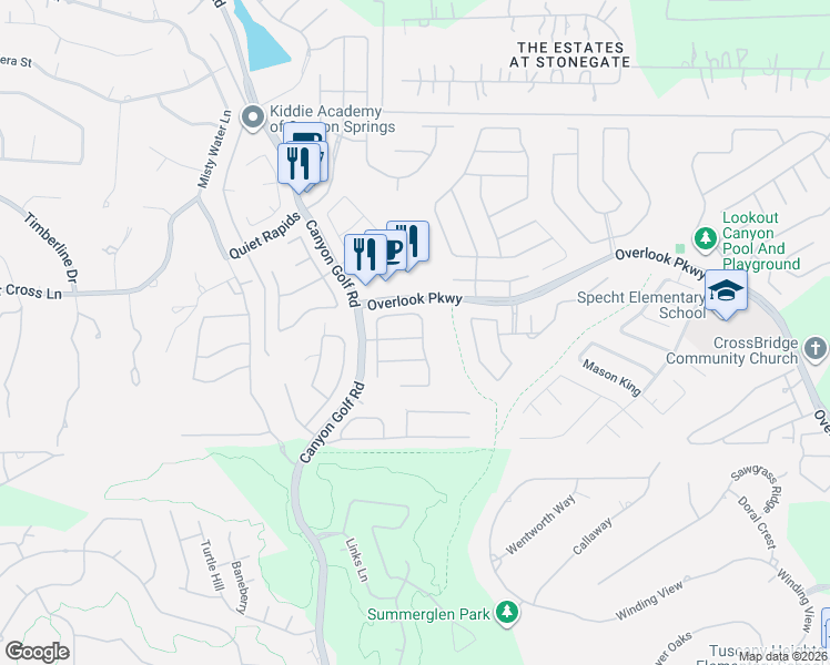 map of restaurants, bars, coffee shops, grocery stores, and more near 1602 Winston Cove in San Antonio