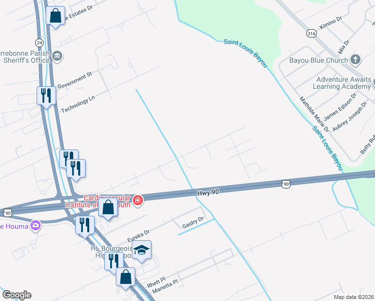 map of restaurants, bars, coffee shops, grocery stores, and more near 3801-3901 Emerald Wood Street in Gray