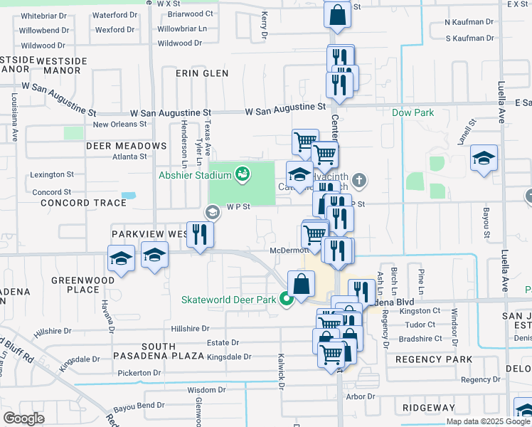 map of restaurants, bars, coffee shops, grocery stores, and more near 401 McDermott Street in Deer Park