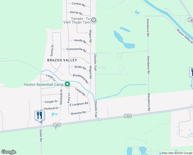 map of restaurants, bars, coffee shops, grocery stores, and more near 530 Chisolm Trail in Wallis