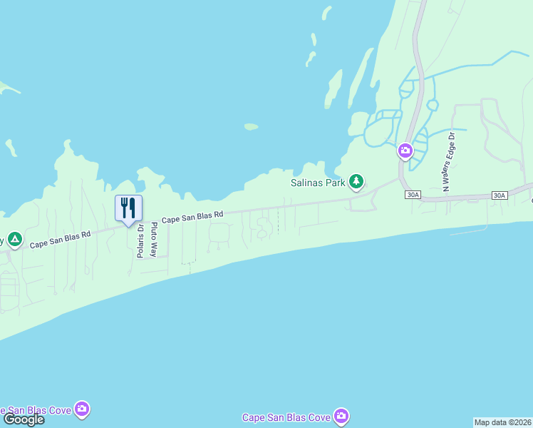 map of restaurants, bars, coffee shops, grocery stores, and more near Cape San Blas Rd in Port St Joe