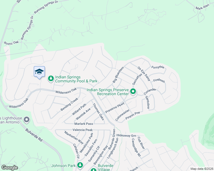 map of restaurants, bars, coffee shops, grocery stores, and more near 25907 Big Bluestem in San Antonio
