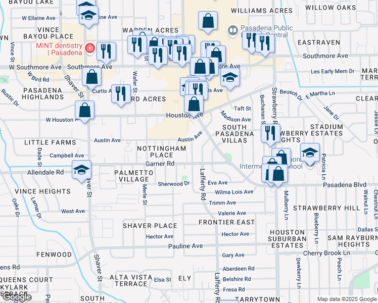 map of restaurants, bars, coffee shops, grocery stores, and more near 1806 Cleveland Street in Pasadena