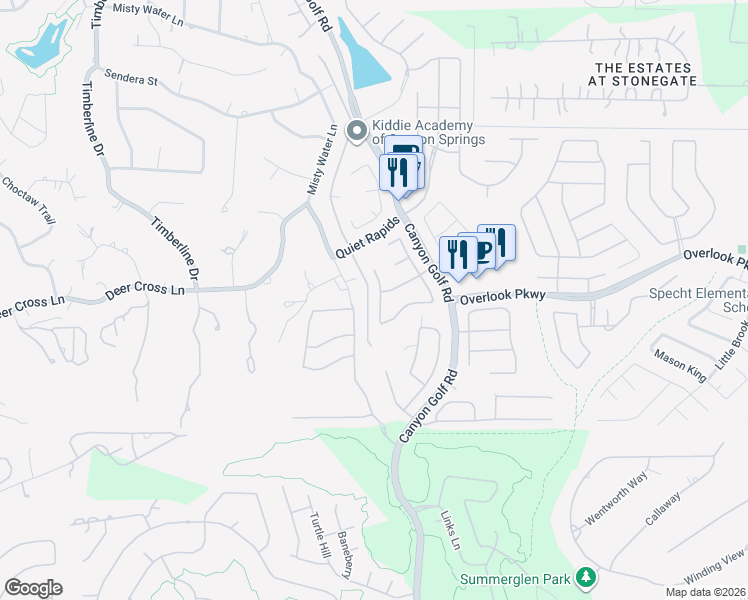 map of restaurants, bars, coffee shops, grocery stores, and more near 25823 Splashing Rock in San Antonio