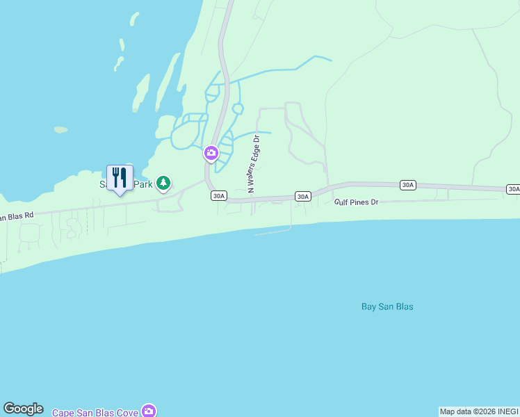 map of restaurants, bars, coffee shops, grocery stores, and more near 6126 County Road 30A in Port St. Joe