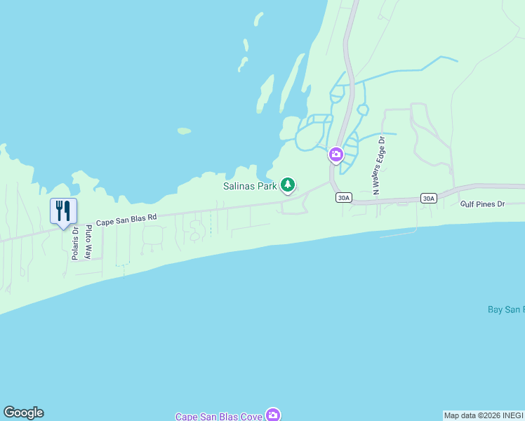 map of restaurants, bars, coffee shops, grocery stores, and more near 427-451 Cape San Blas Road in Port Saint Joe