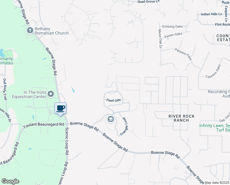 map of restaurants, bars, coffee shops, grocery stores, and more near Pathseeker Trail in Scenic Oaks