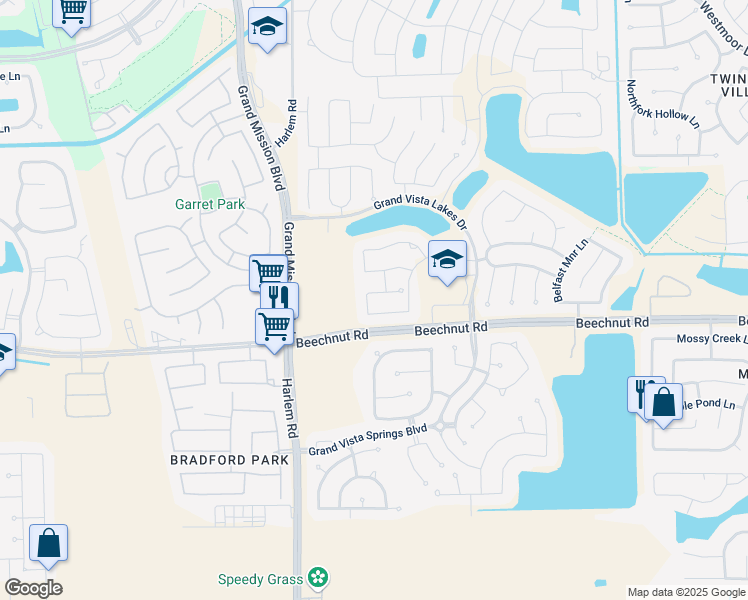 map of restaurants, bars, coffee shops, grocery stores, and more near 18939 Elrington Creek Court in Richmond