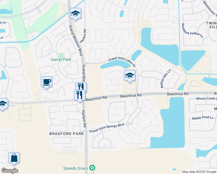 map of restaurants, bars, coffee shops, grocery stores, and more near 18939 Elrington Creek Court in Richmond