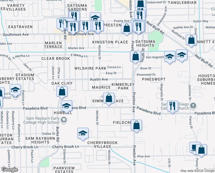 map of restaurants, bars, coffee shops, grocery stores, and more near 2510 Esther Avenue in Pasadena