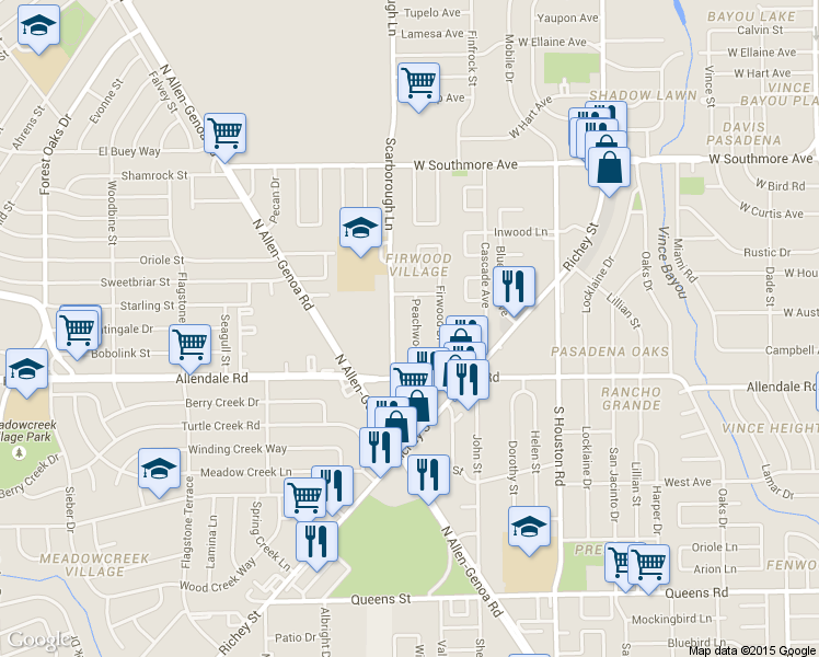 map of restaurants, bars, coffee shops, grocery stores, and more near 1814 Peachwood Dr in Pasadena