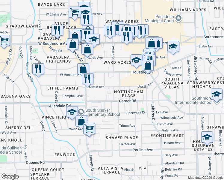 map of restaurants, bars, coffee shops, grocery stores, and more near 1804 Merle St in Pasadena