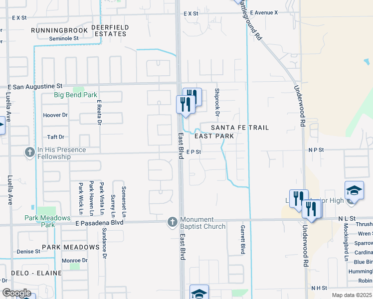 map of restaurants, bars, coffee shops, grocery stores, and more near 2909 San Marcos Drive in Deer Park