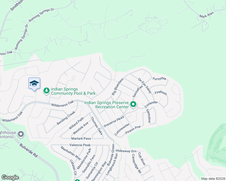 map of restaurants, bars, coffee shops, grocery stores, and more near 25907 Big Bluestem in San Antonio