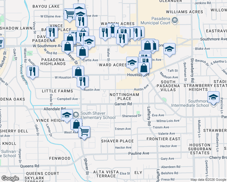 map of restaurants, bars, coffee shops, grocery stores, and more near 1804 Merle Street in Pasadena
