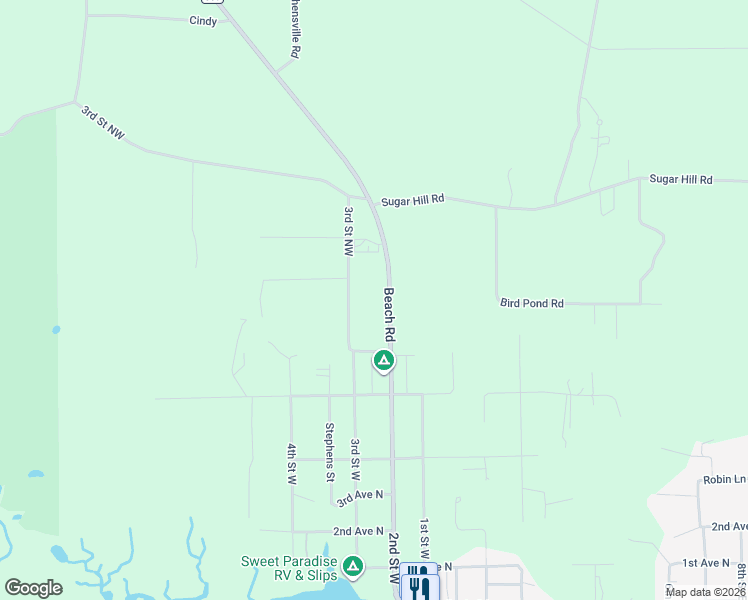 map of restaurants, bars, coffee shops, grocery stores, and more near 719 Beach Road in Steinhatchee