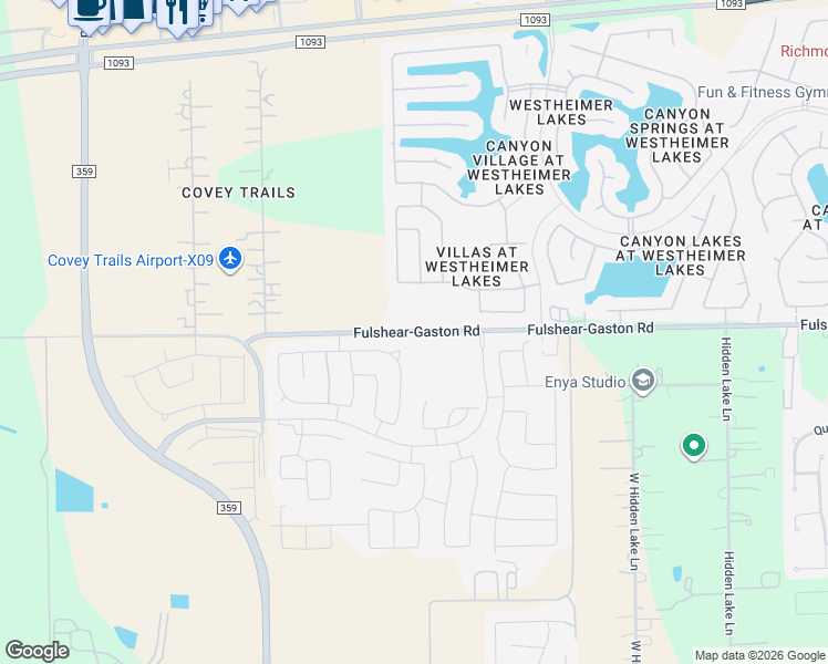 map of restaurants, bars, coffee shops, grocery stores, and more near 26361 Fulshear-Gaston Road in Richmond