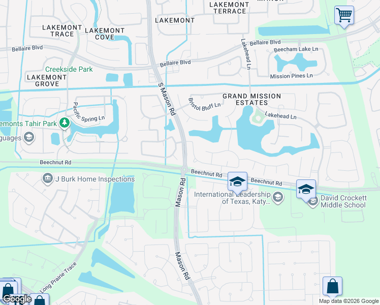 map of restaurants, bars, coffee shops, grocery stores, and more near 20402 Lemon Blossom Circle in Richmond
