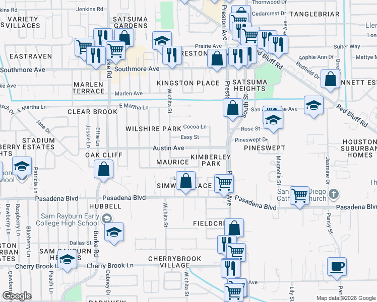 map of restaurants, bars, coffee shops, grocery stores, and more near 2510 Esther Avenue in Pasadena
