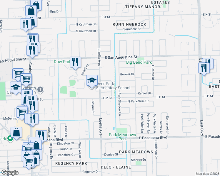 map of restaurants, bars, coffee shops, grocery stores, and more near 1122 Warren Street in Deer Park