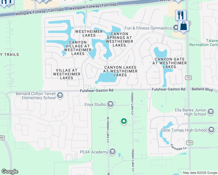 map of restaurants, bars, coffee shops, grocery stores, and more near 25838 Riverside Creek Drive in Richmond