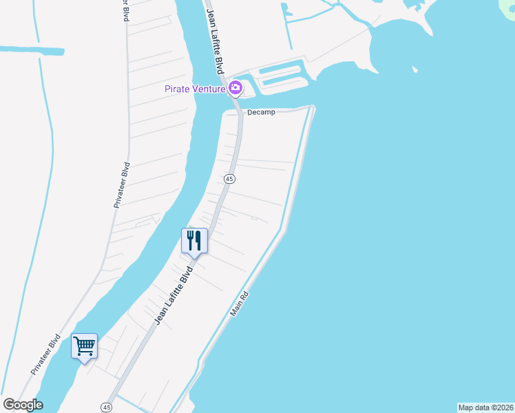 map of restaurants, bars, coffee shops, grocery stores, and more near 4959 Yacht Pen Lane in Lafitte
