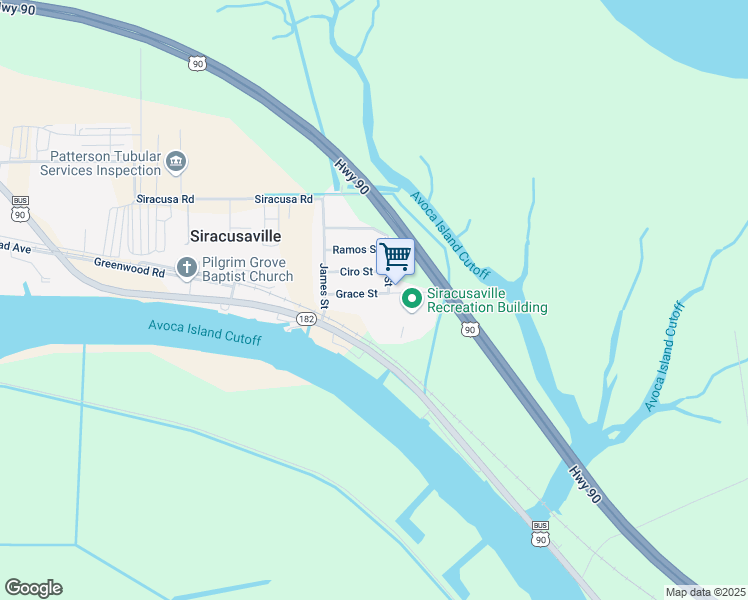 map of restaurants, bars, coffee shops, grocery stores, and more near 1001-1027 Grace Street in Morgan City