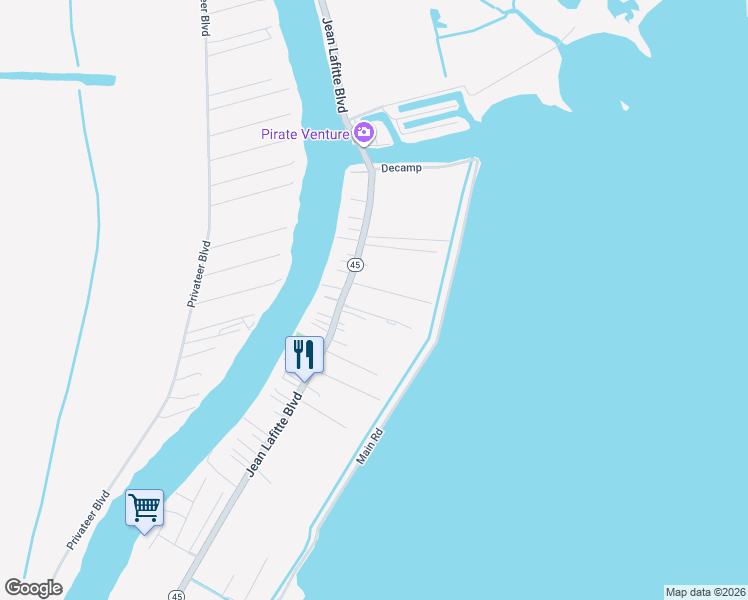 map of restaurants, bars, coffee shops, grocery stores, and more near 4959 Yacht Pen Lane in Lafitte