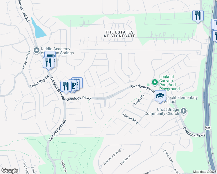 map of restaurants, bars, coffee shops, grocery stores, and more near 1450 Rock Dove Road in San Antonio