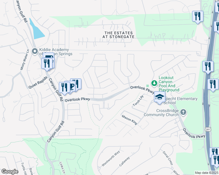 map of restaurants, bars, coffee shops, grocery stores, and more near 1450 Rock Dove Road in San Antonio