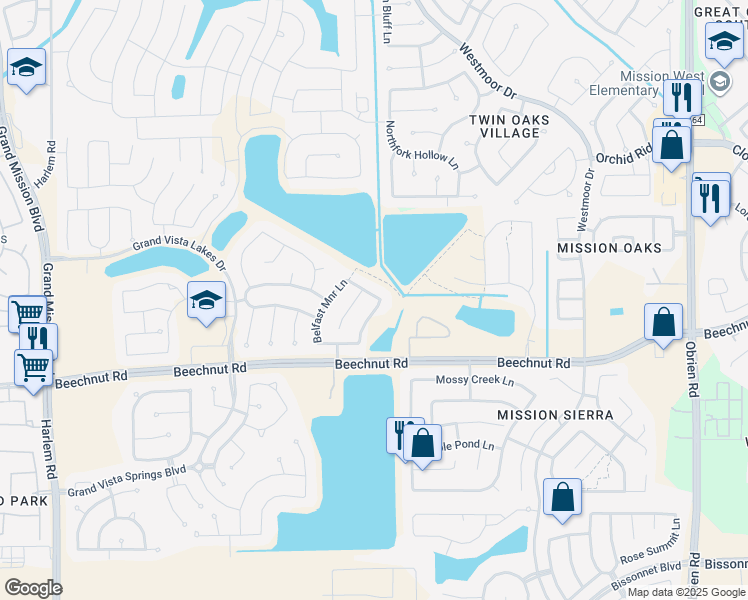 map of restaurants, bars, coffee shops, grocery stores, and more near 18310 Trenton Ridge Trace in Richmond