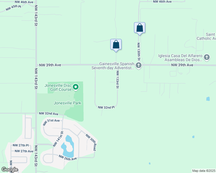 map of restaurants, bars, coffee shops, grocery stores, and more near 13403 Northwest 36th Avenue in Gainesville