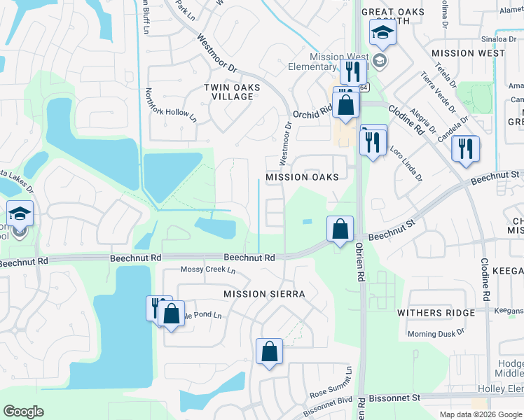map of restaurants, bars, coffee shops, grocery stores, and more near 8522 Ruby River Lane in Richmond