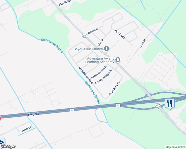 map of restaurants, bars, coffee shops, grocery stores, and more near Mathilde Marie Dr in Gray