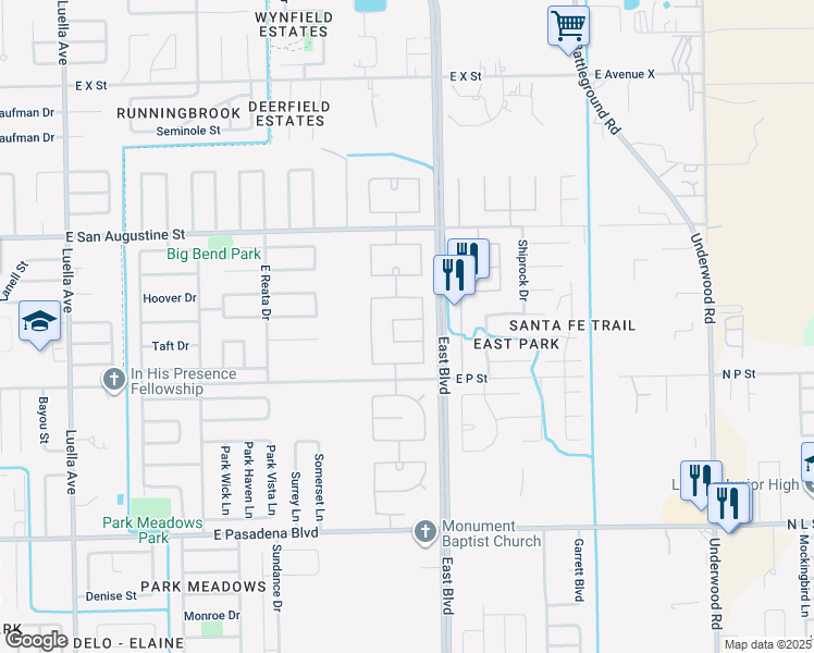 map of restaurants, bars, coffee shops, grocery stores, and more near 2206 Running Spring Dr in Deer Park