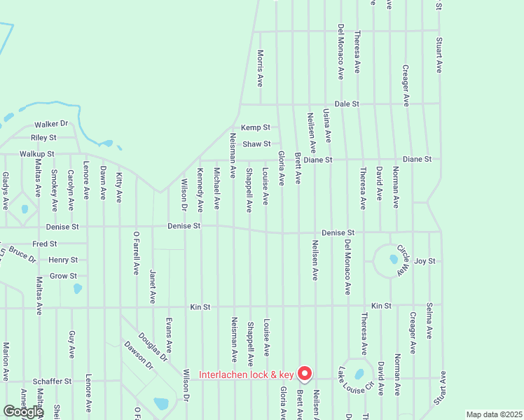 map of restaurants, bars, coffee shops, grocery stores, and more near 611 Louise Avenue in Interlachen
