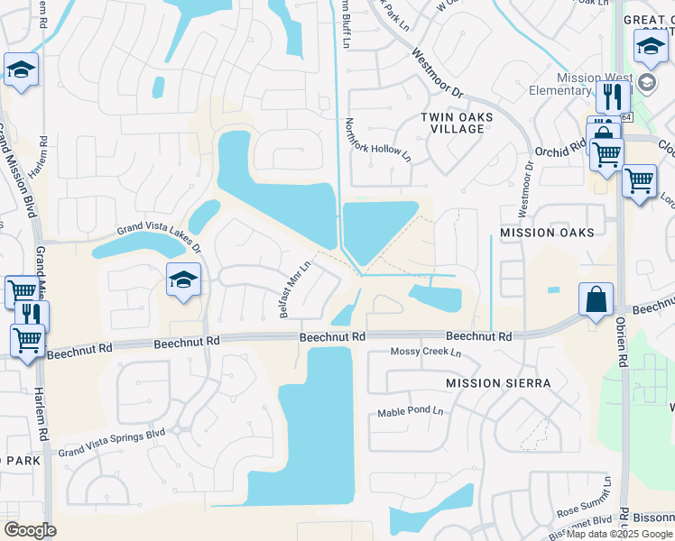 map of restaurants, bars, coffee shops, grocery stores, and more near 18310 Trenton Ridge Trace in Richmond