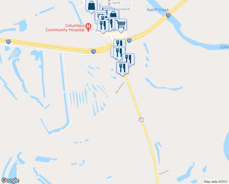 map of restaurants, bars, coffee shops, grocery stores, and more near 1026 New World Drive in Columbus