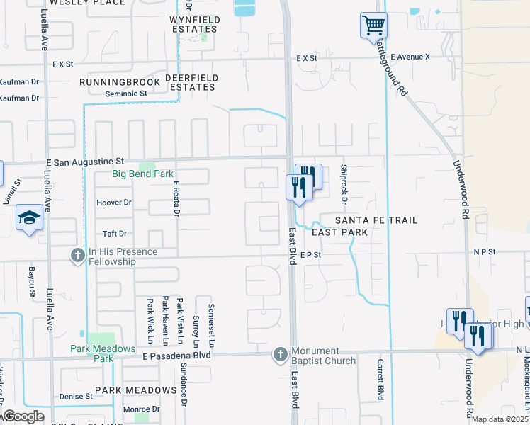map of restaurants, bars, coffee shops, grocery stores, and more near 2206 Running Spring Drive in Deer Park
