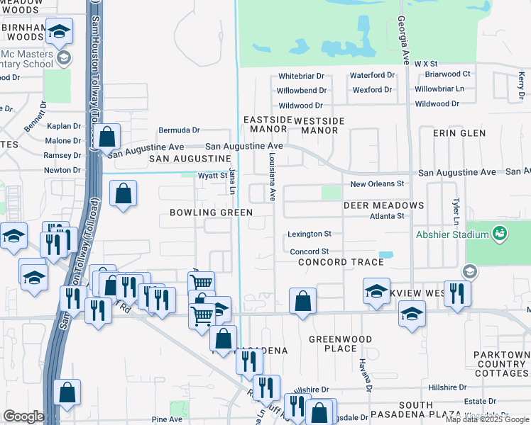 map of restaurants, bars, coffee shops, grocery stores, and more near 1910 Weeping Oaks in Deer Park