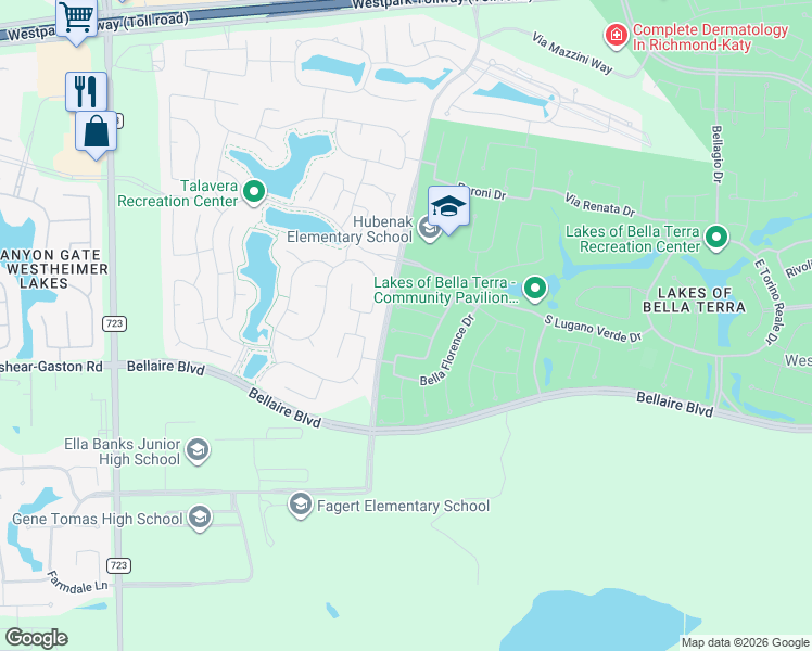 map of restaurants, bars, coffee shops, grocery stores, and more near 24539 Avellino Court in Richmond