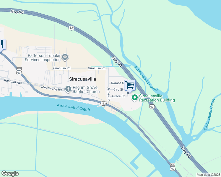 map of restaurants, bars, coffee shops, grocery stores, and more near in St. Mary Parish